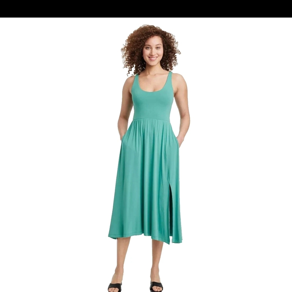 A New Day Green Sleeveless Scoop Neck Sundress